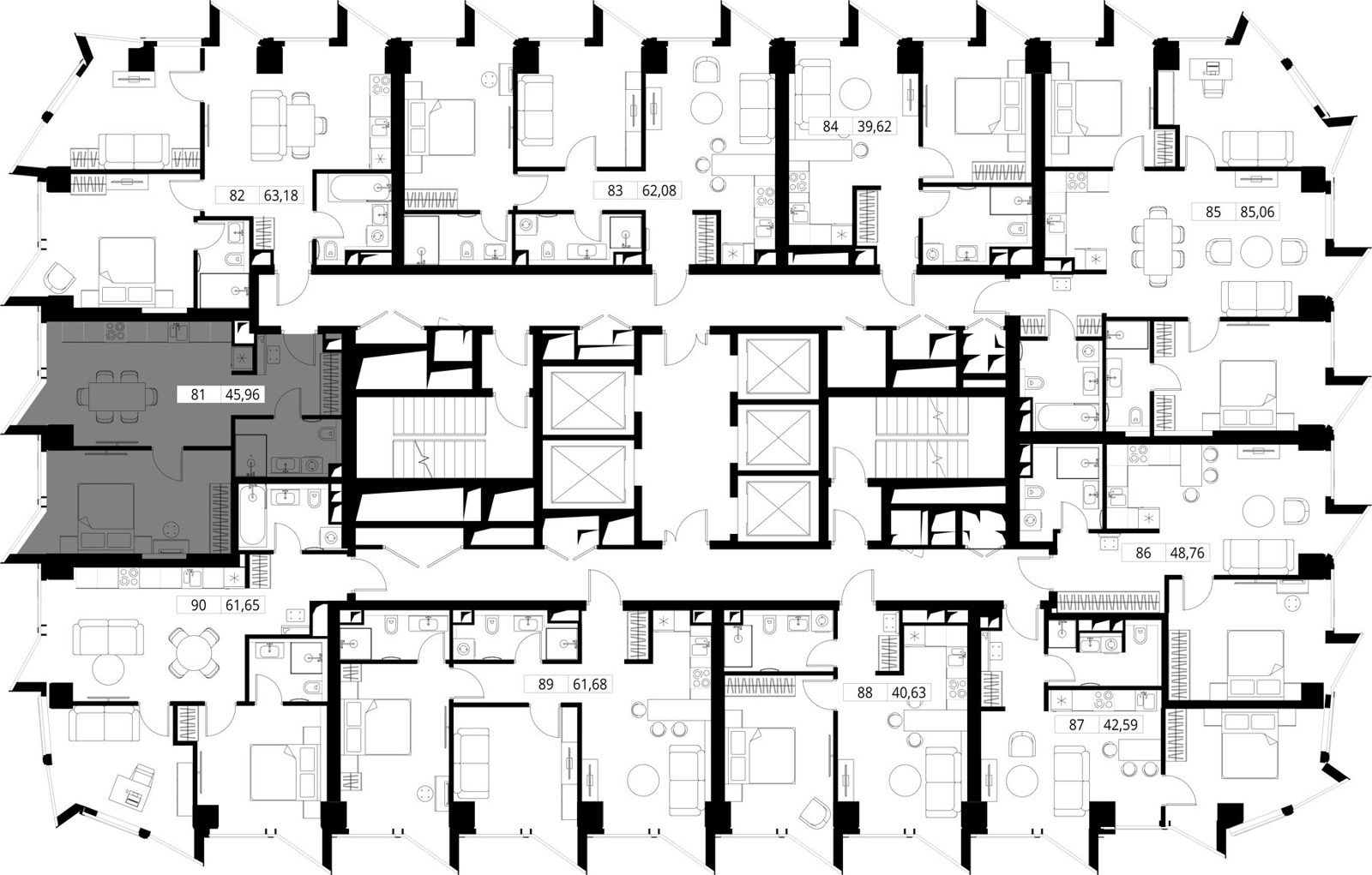 1-комнатная квартира, 45,7 м² — фото 2