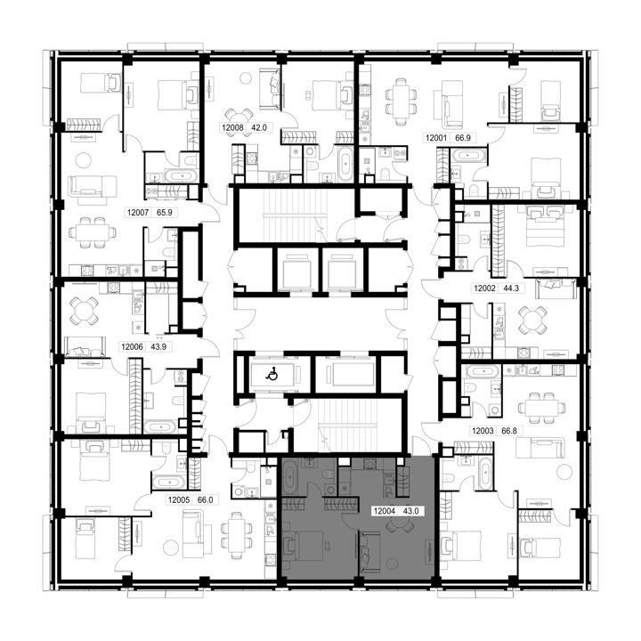 1-комнатная квартира, 43 м² — фото 2