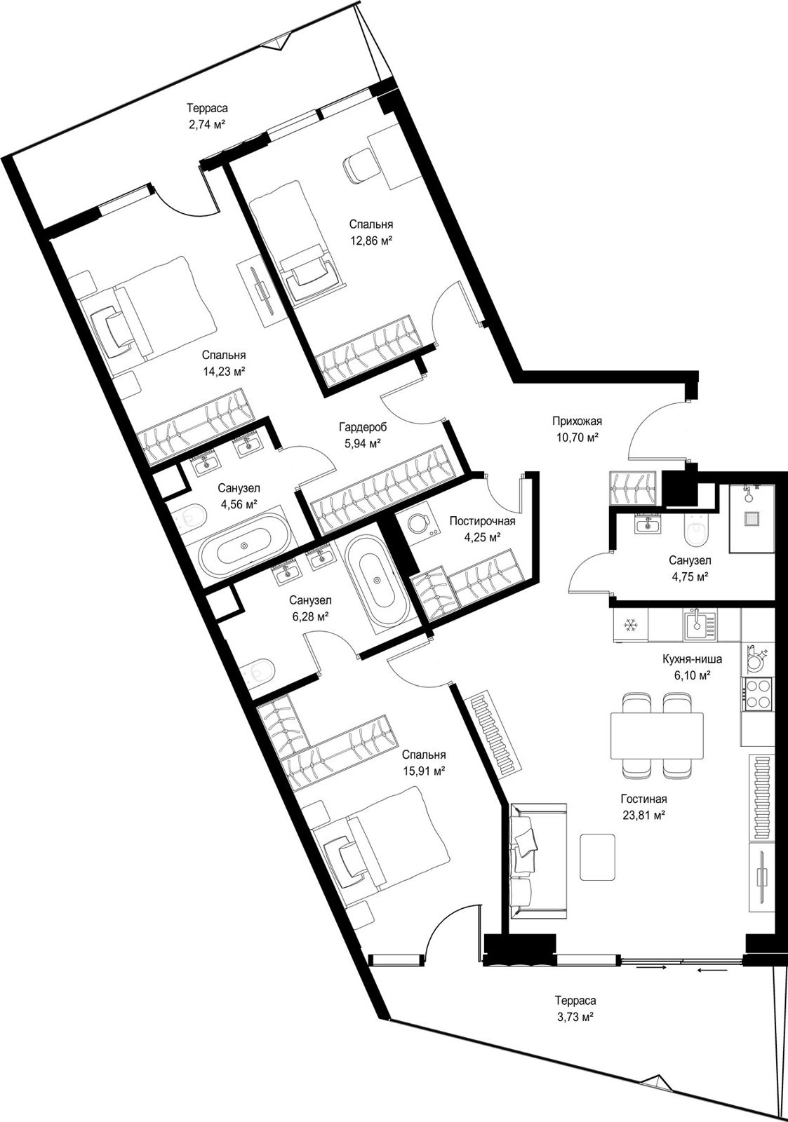 3-комнатная квартира, 115,9 м²