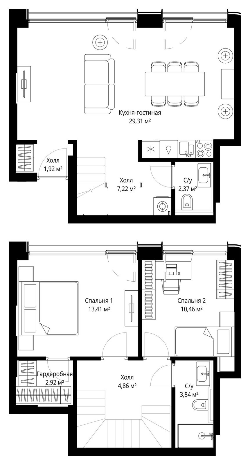 2-комнатная квартира, 76,3 м²