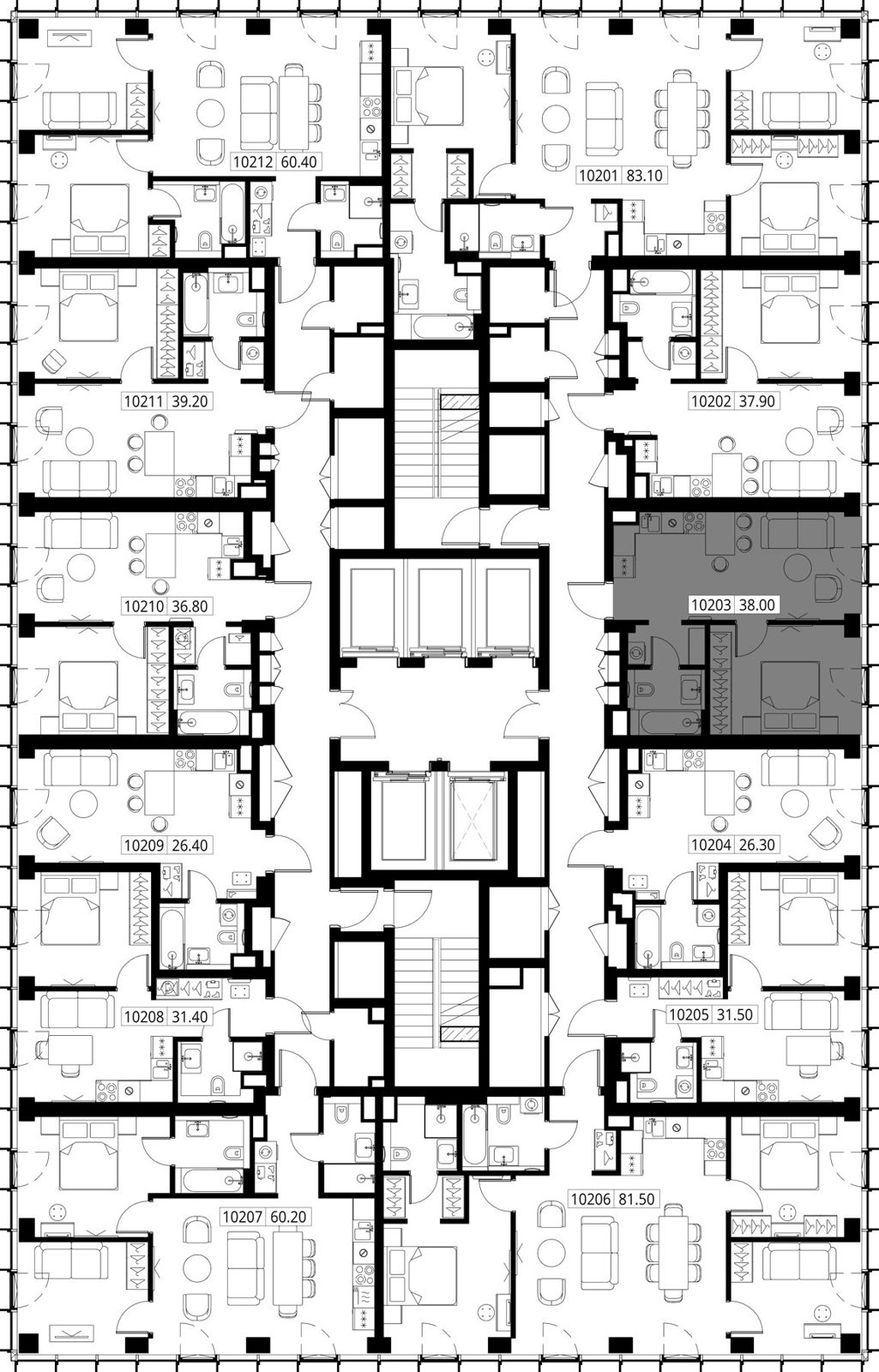 1-комнатная квартира, 38 м² — фото 2