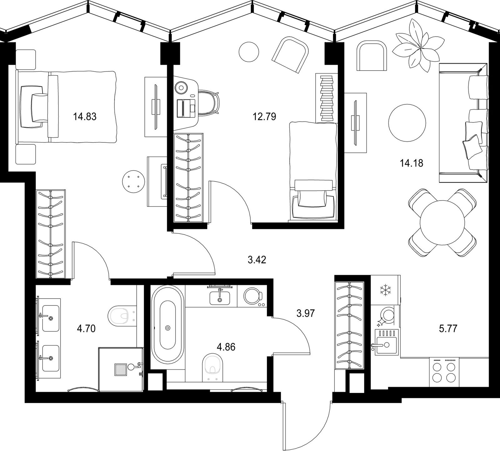 2-комнатная квартира, 64,5 м²