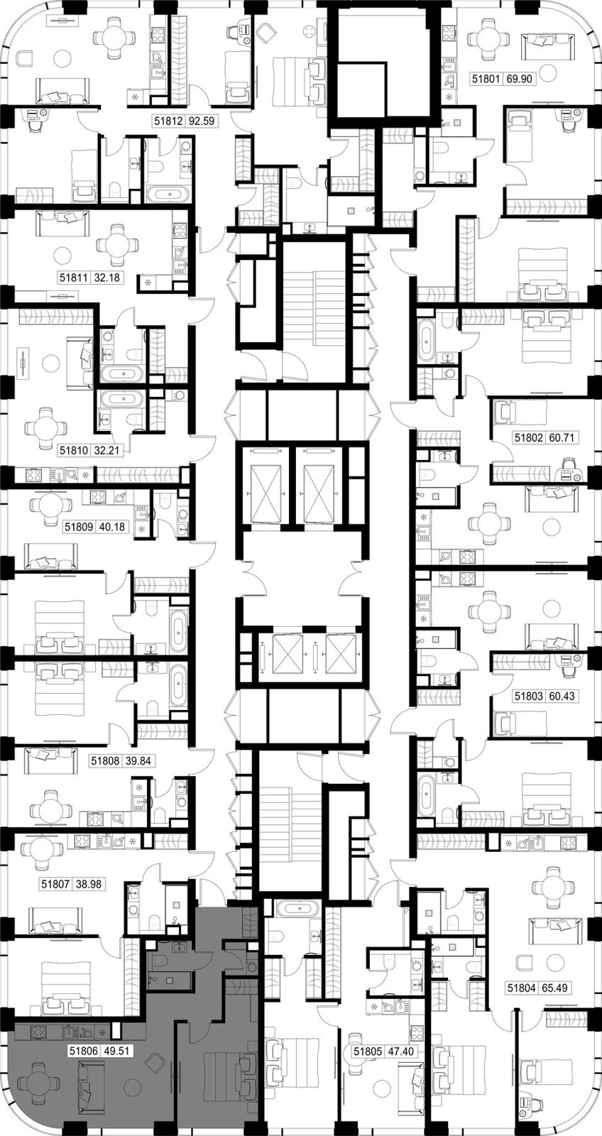 1-комнатная квартира, 49,5 м² — фото 2