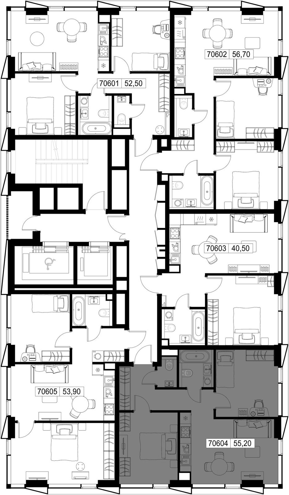 2-комнатная квартира, 55,2 м² — фото 2
