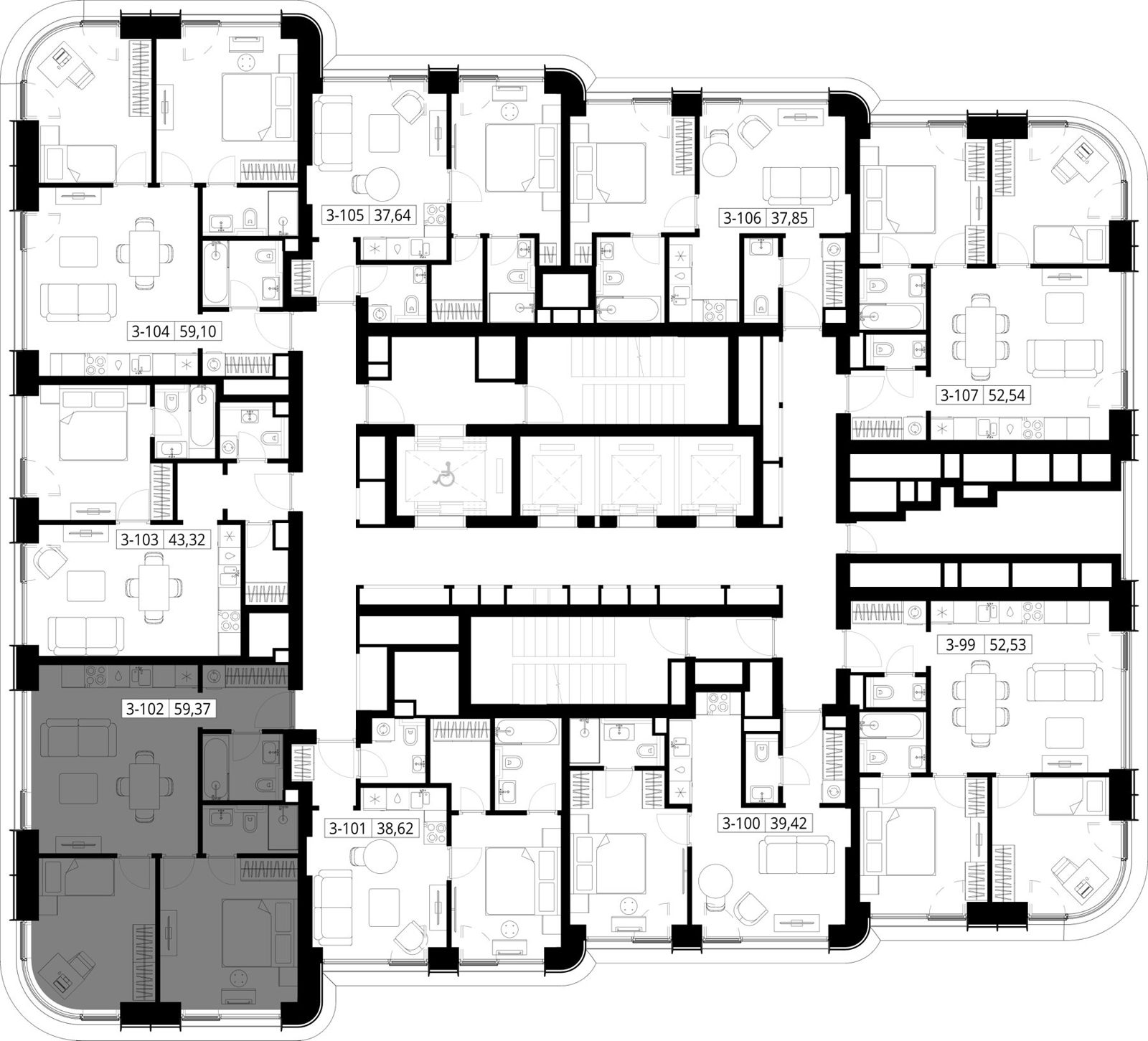 2-комнатная квартира, 59,4 м² — фото 2