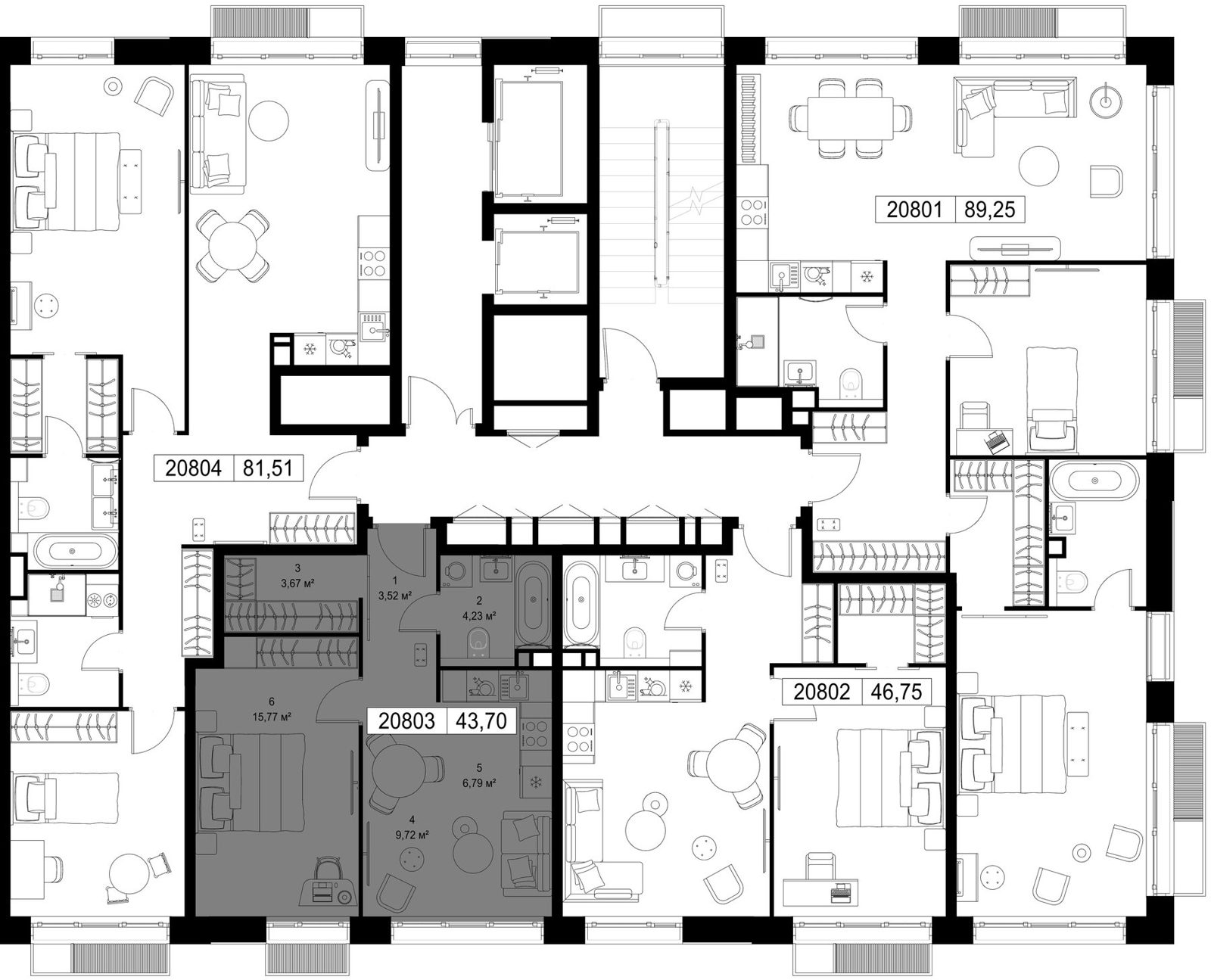 1-комнатная квартира, 43,7 м² — фото 2