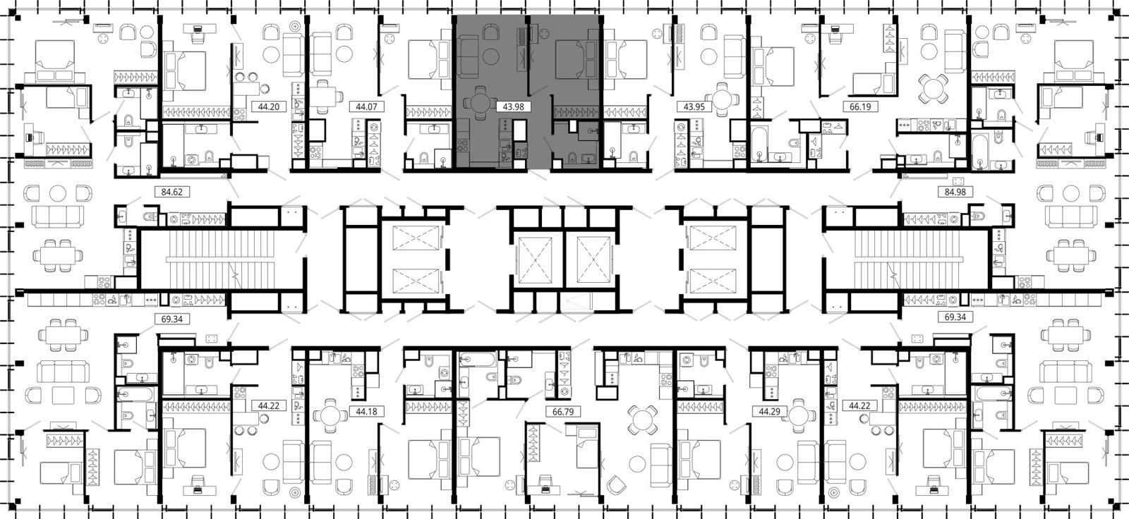 1-комнатная квартира, 43,8 м² — фото 2
