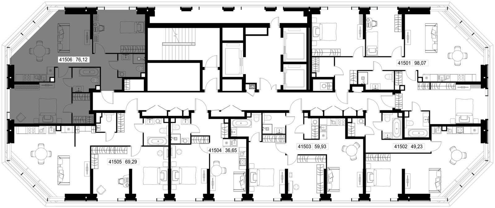 2-комнатная квартира, 76,1 м² — фото 2