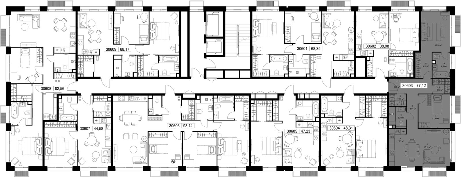 2-комнатная квартира, 77,1 м² — фото 3