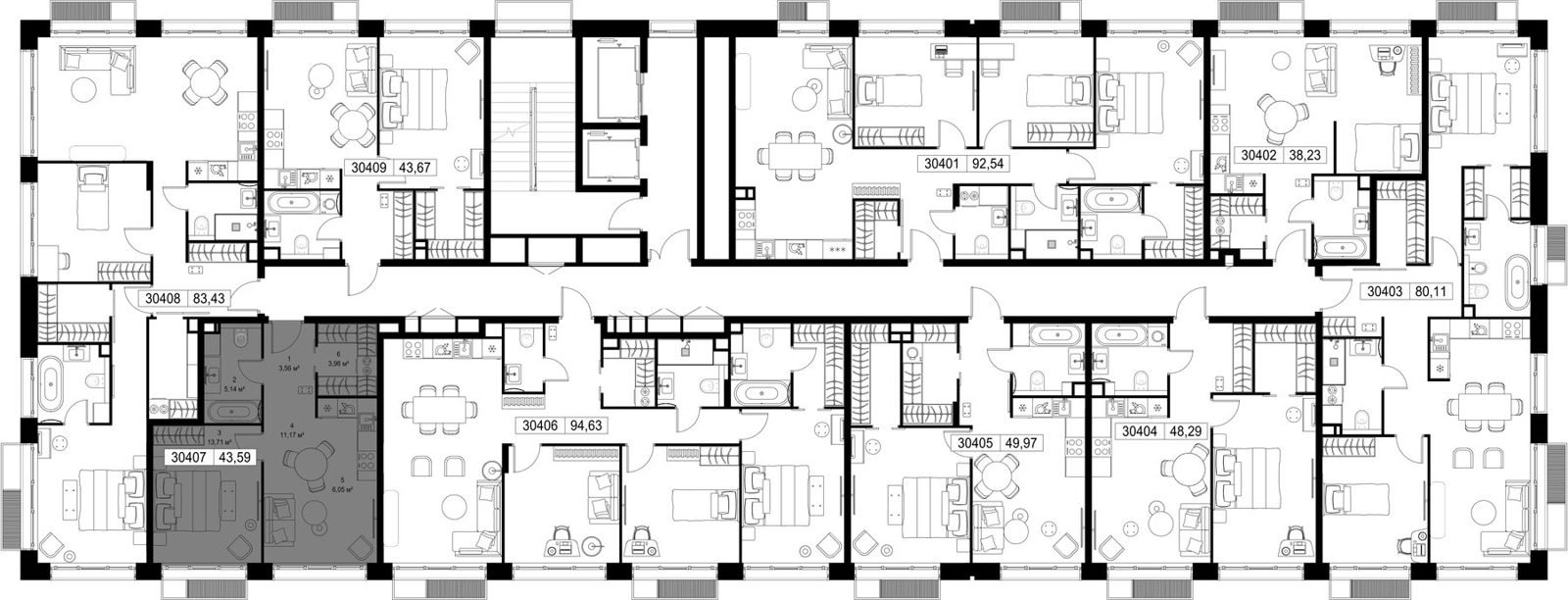 1-комнатная квартира, 43,6 м² — фото 2