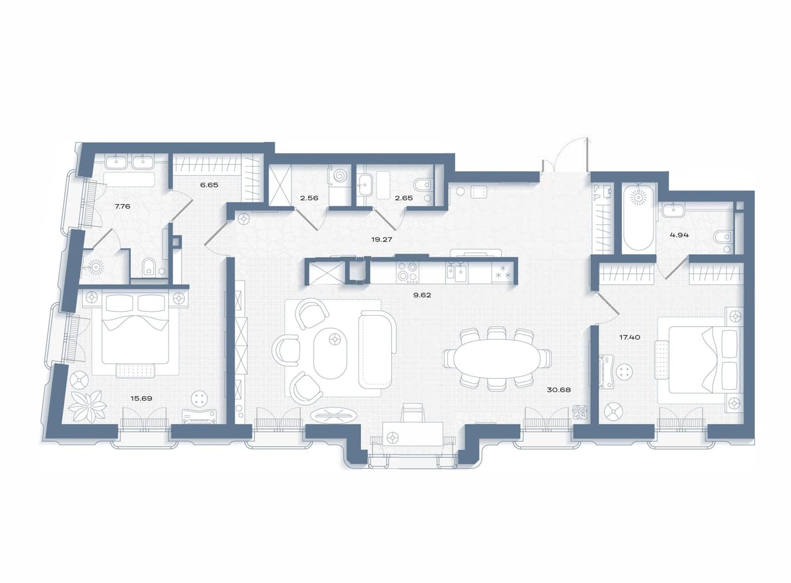 2-комнатная квартира, 117,2 м²