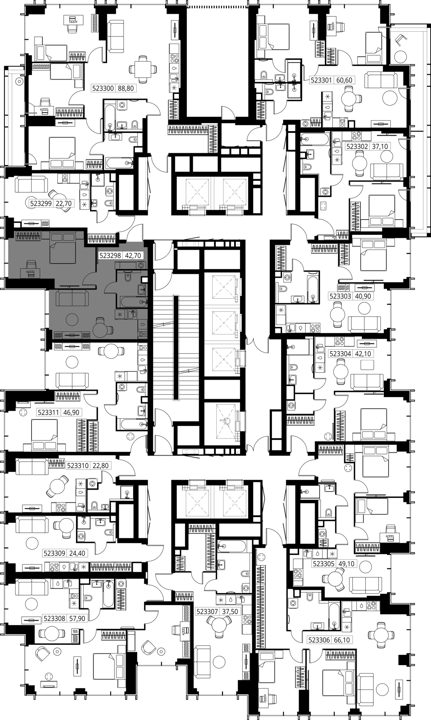 1-комнатная квартира, 42,7 м² — фото 2