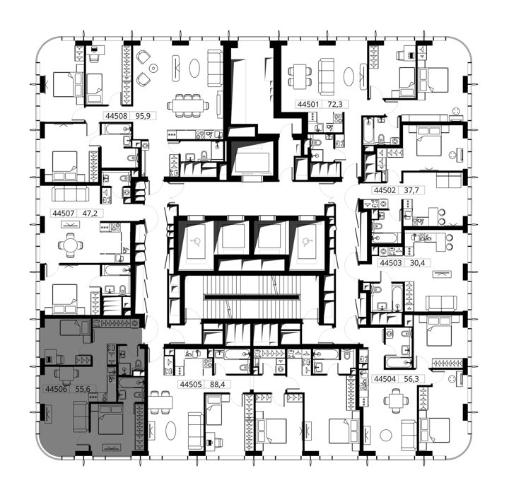 2-комнатная квартира, 55,6 м² — фото 2