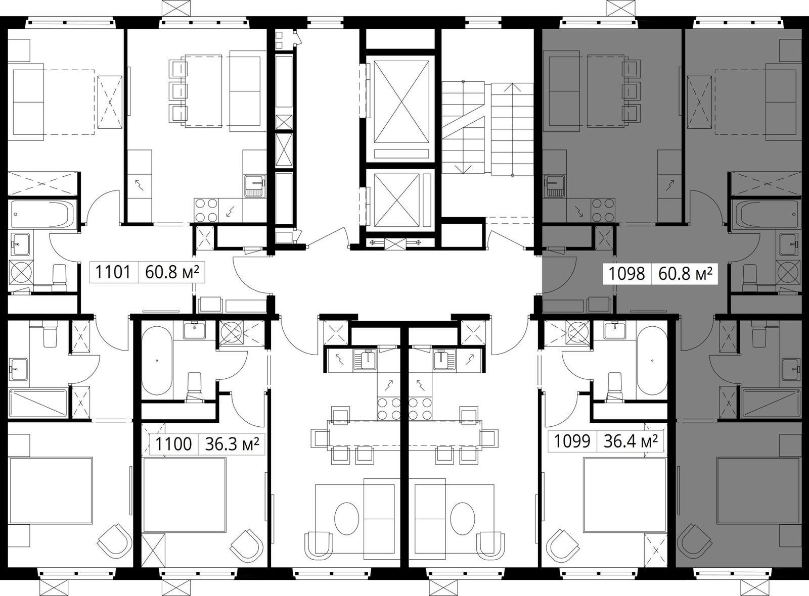 2-комнатная квартира, 60,8 м² — фото 2