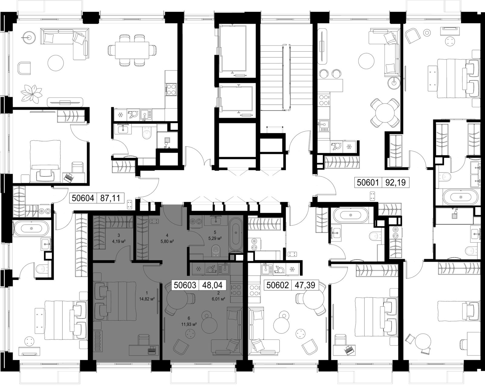1-комнатная квартира, 48 м² — фото 2