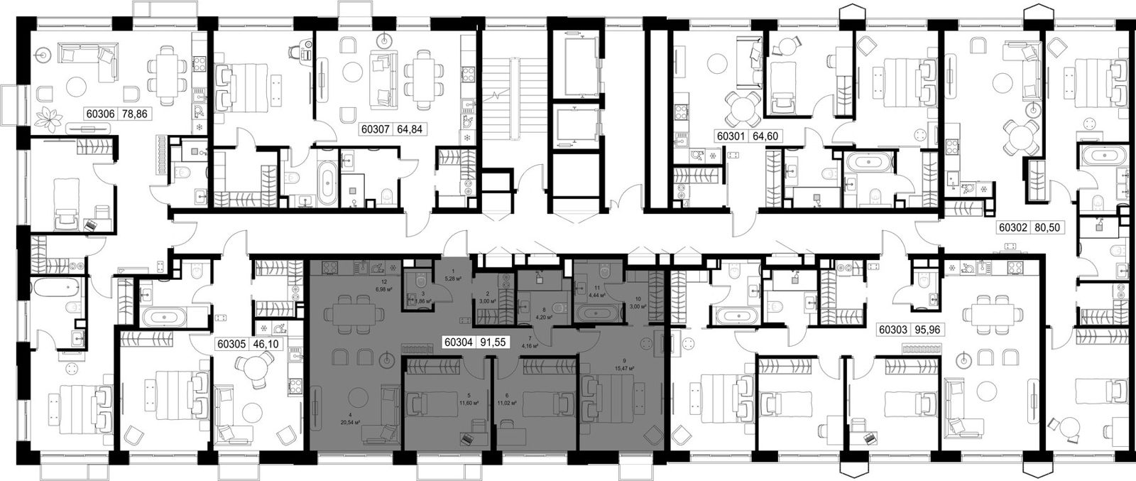 3-комнатная квартира, 91,5 м² — фото 2