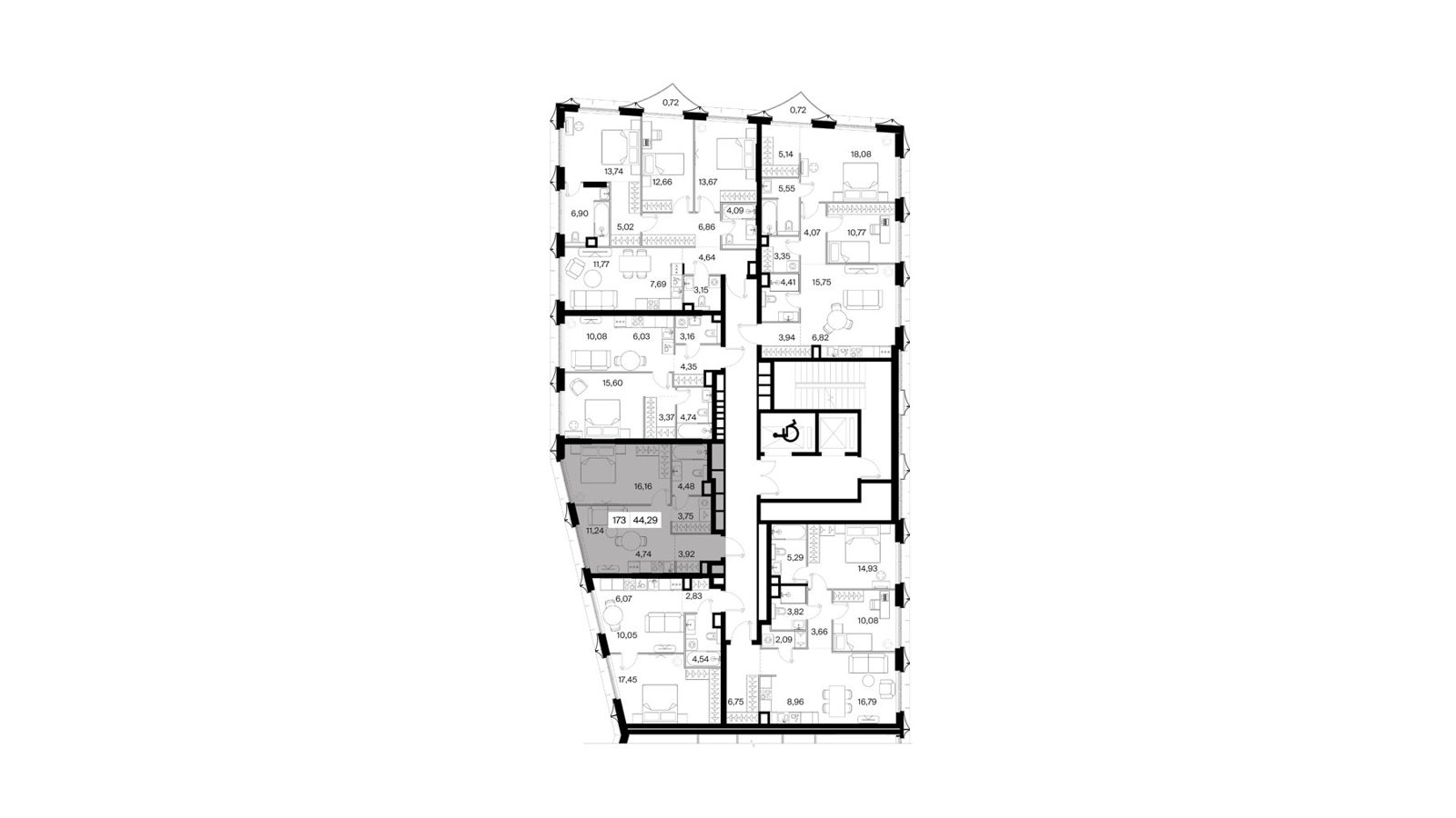 1-комнатная квартира, 44,3 м² — фото 2