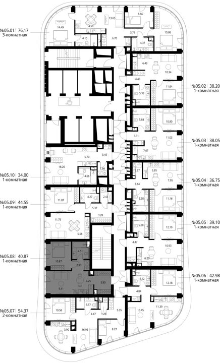 1-комнатная квартира, 40,9 м² — фото 2