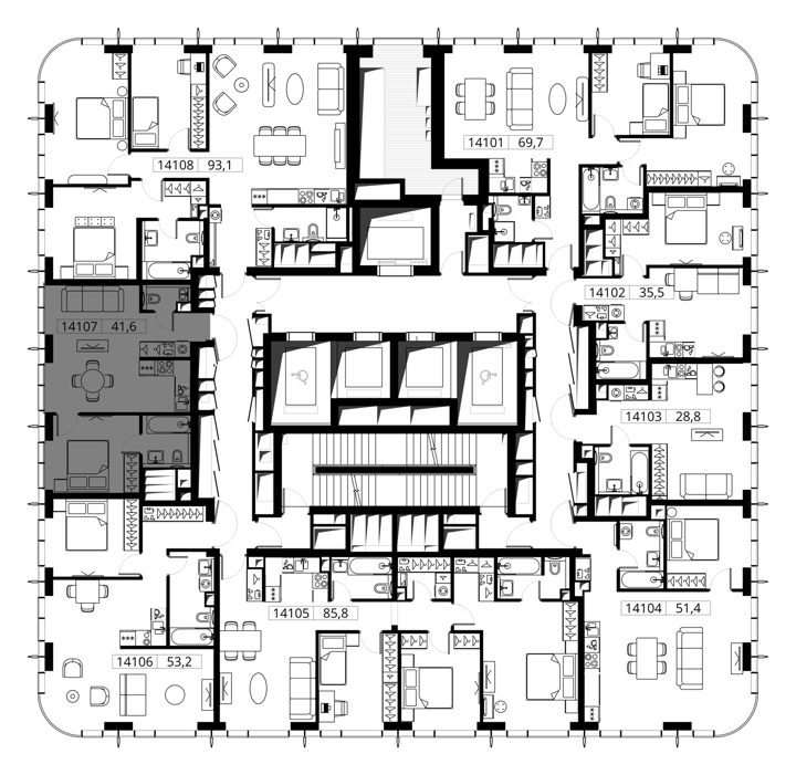 1-комнатная квартира, 41,6 м² — фото 2