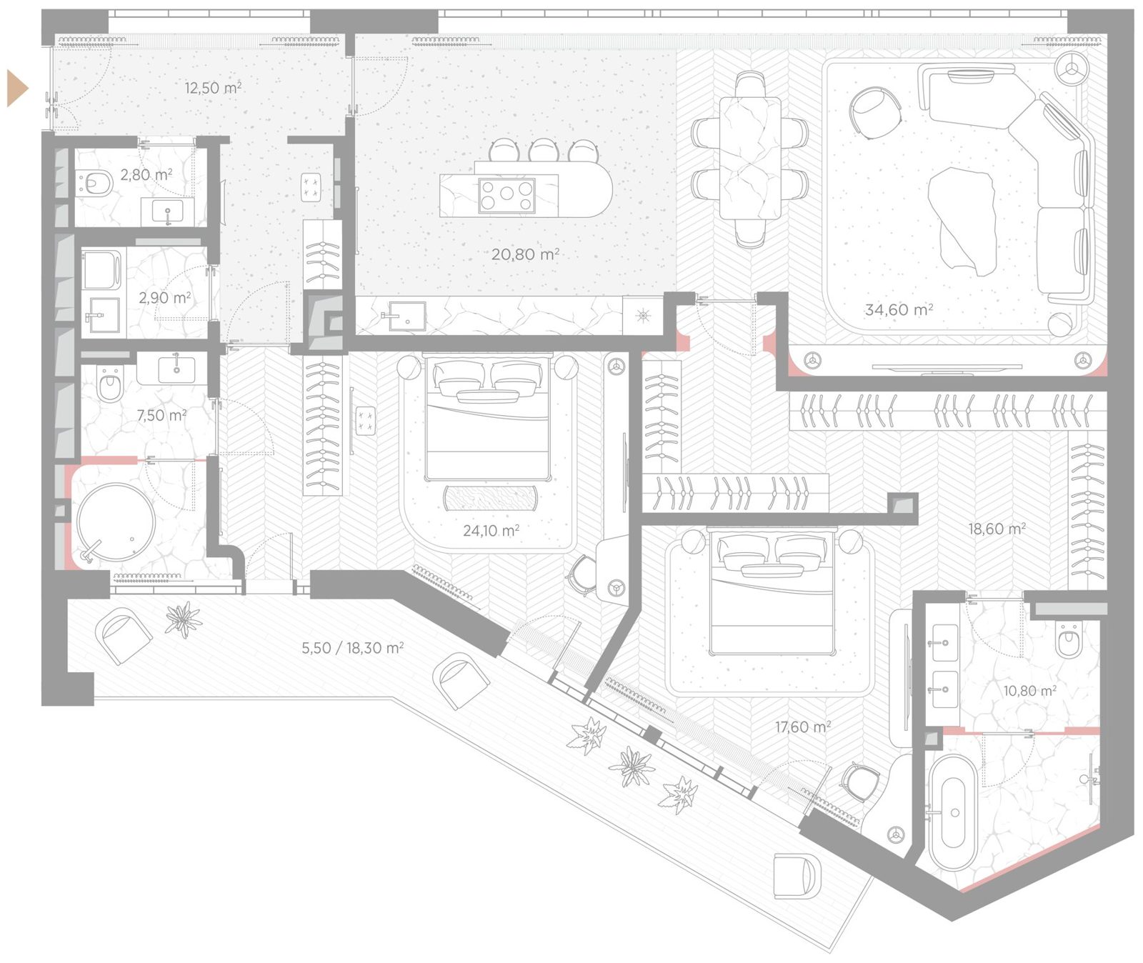 2-комнатная квартира, 157,7 м²