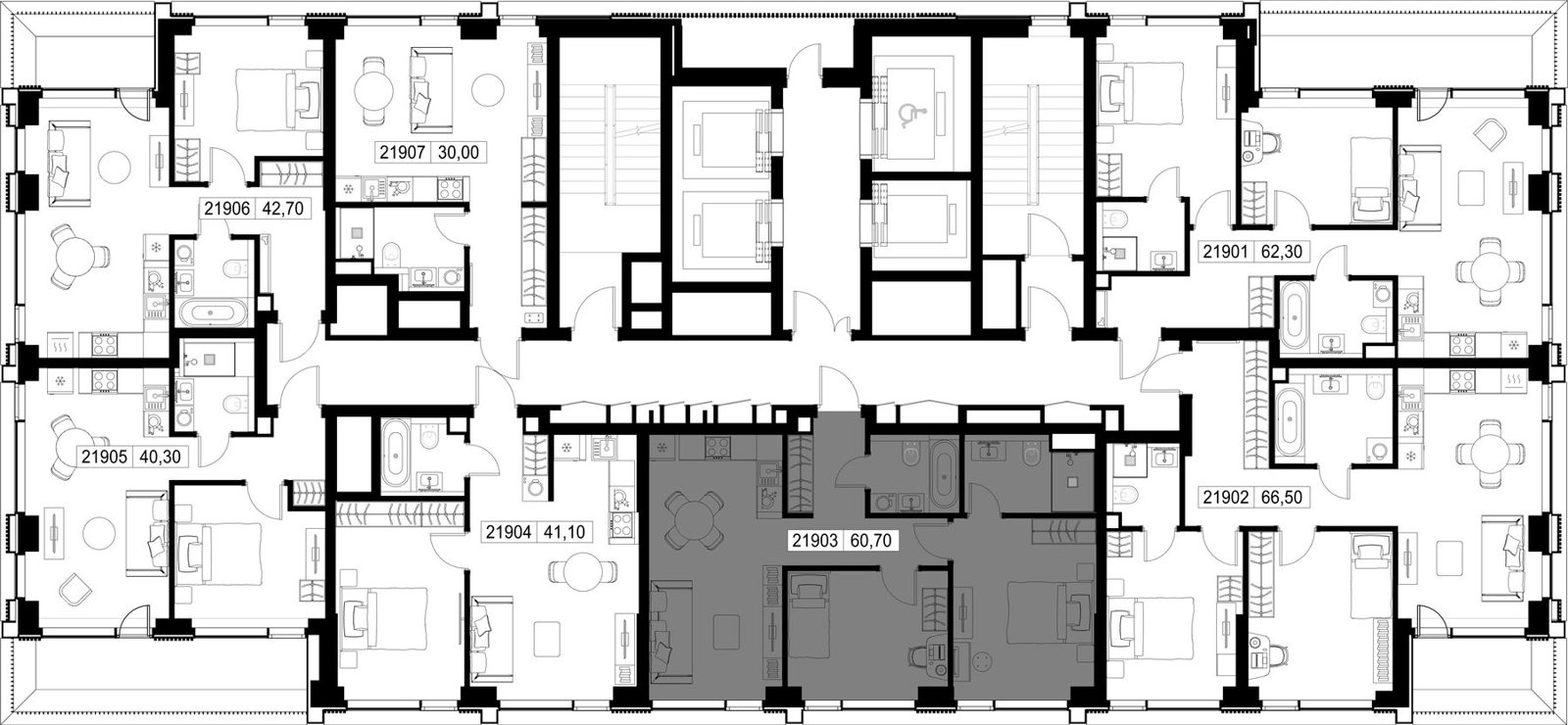 2-комнатная квартира, 60,7 м² — фото 2