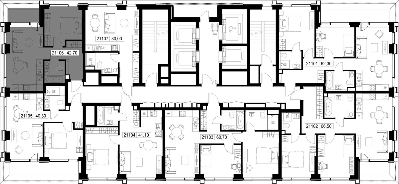 1-комнатная квартира, 42,7 м² — фото 2
