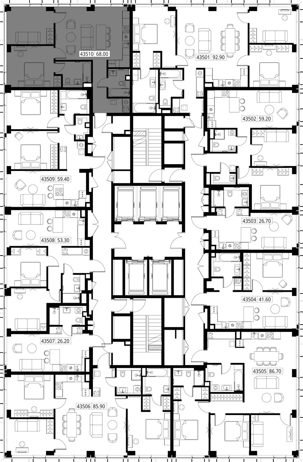 2-комнатная квартира, 68 м² — фото 2