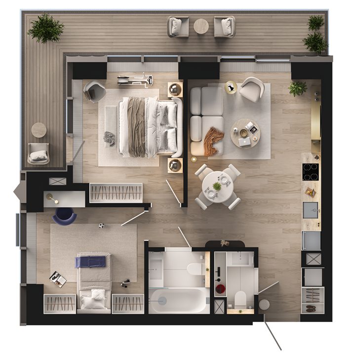 2-комнатная квартира, 65,3 м² — фото 2