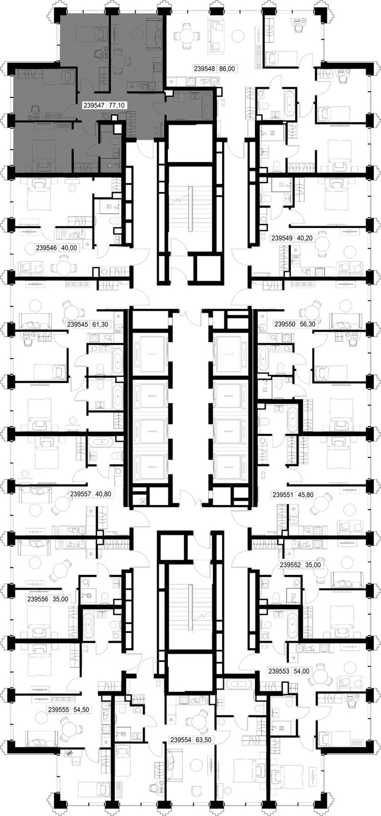 3-комнатная квартира, 77,1 м² — фото 2
