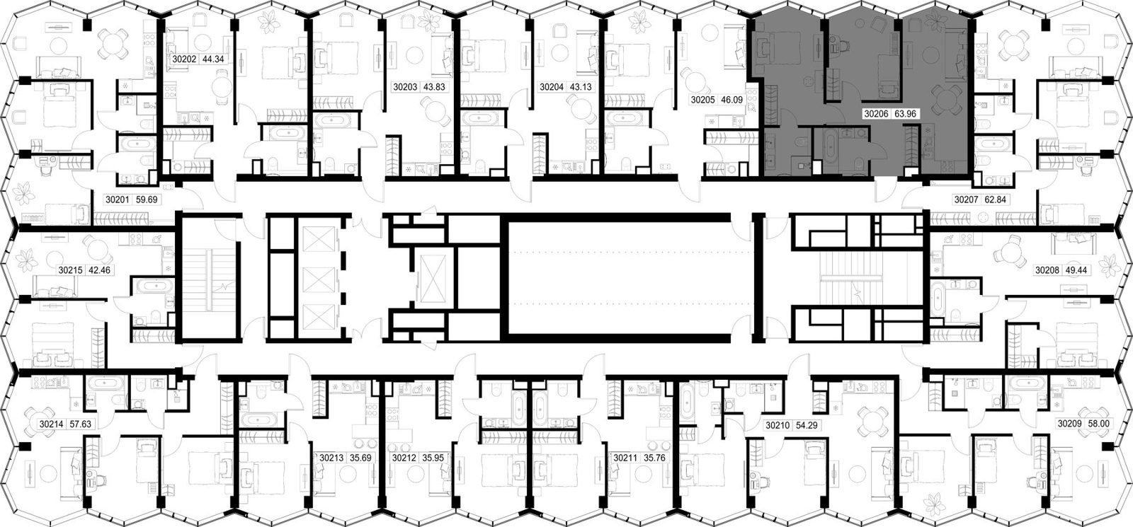 2-комнатная квартира, 64 м² — фото 2