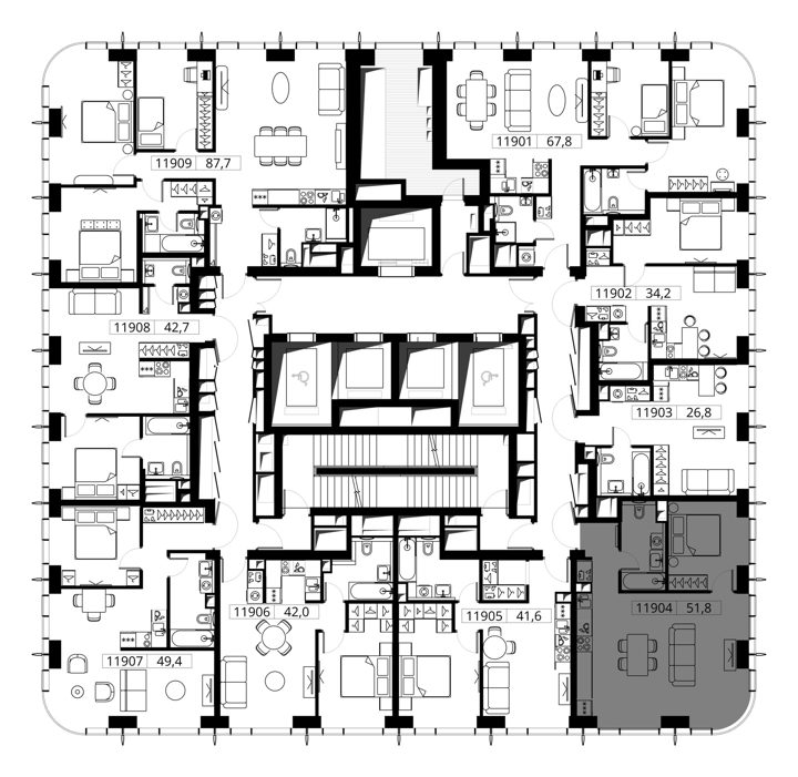 1-комнатная квартира, 51,8 м² — фото 2