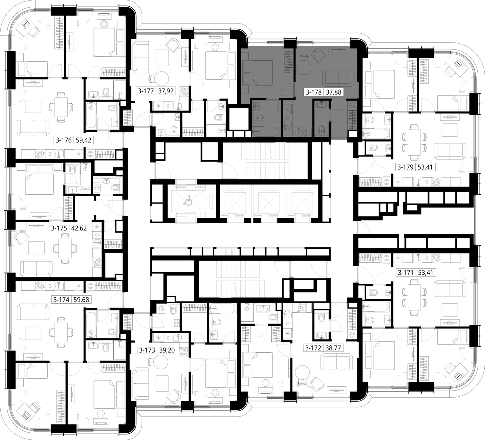 1-комнатная квартира, 37,9 м² — фото 2