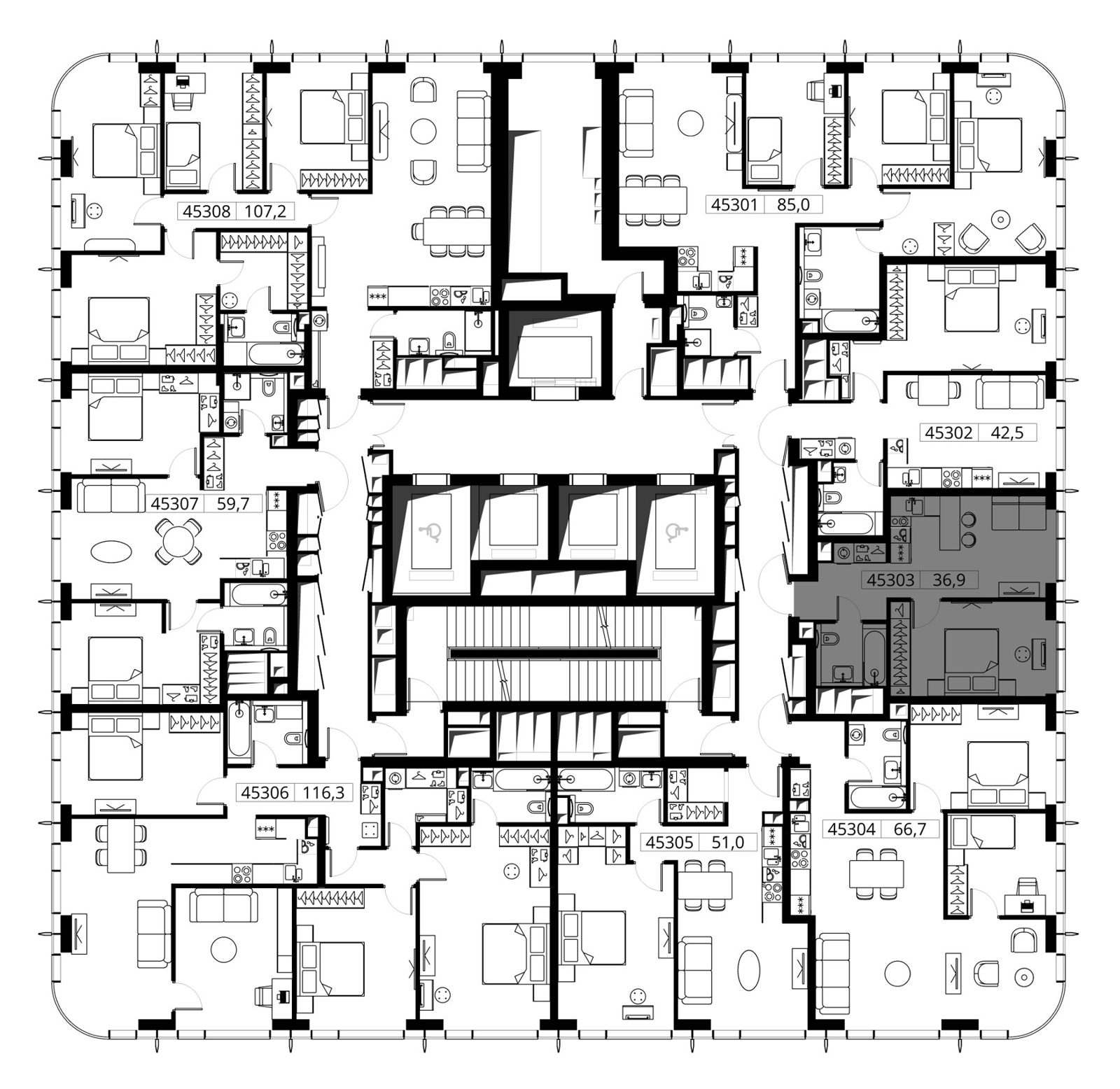 1-комнатная квартира, 36,9 м² — фото 2