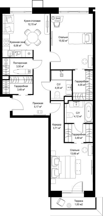 2-комнатная квартира, 80,4 м² — фото 1