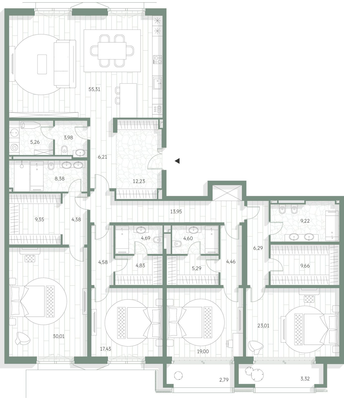 4-комнатная квартира, 268,2 м²