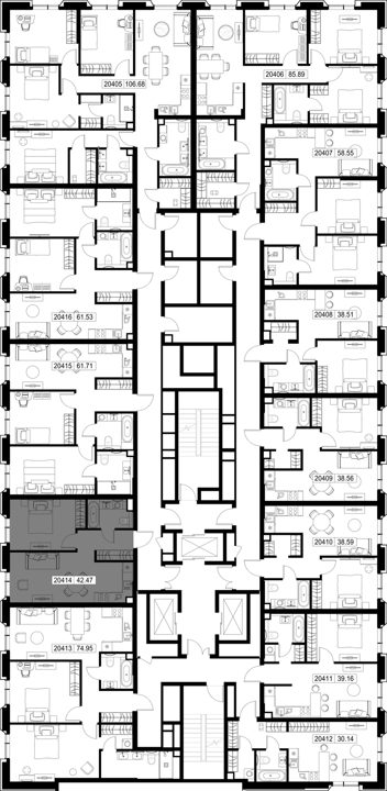 1-комнатная квартира, 42,5 м² — фото 2