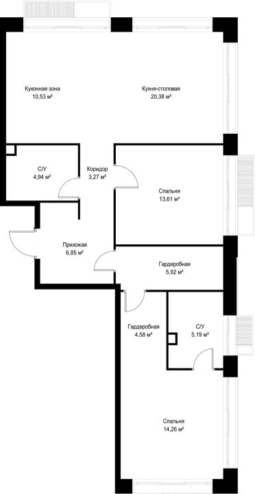 2-комнатная квартира, 89,5 м² — фото 2