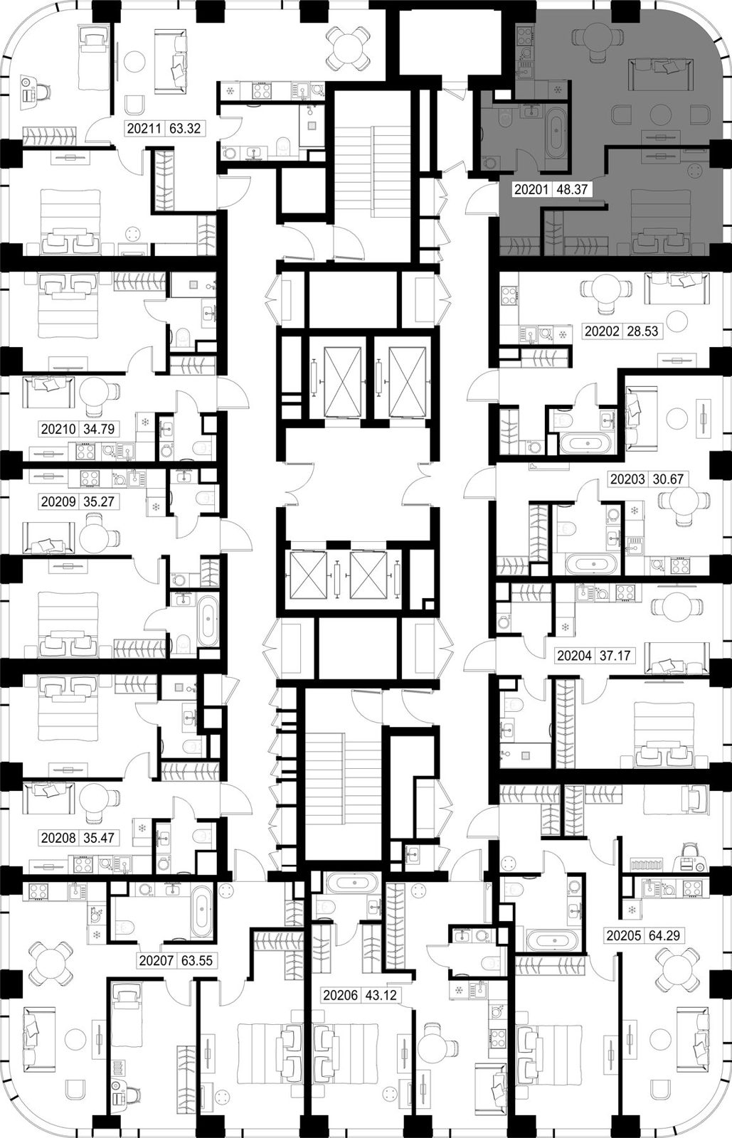 1-комнатная квартира, 48,4 м² — фото 2