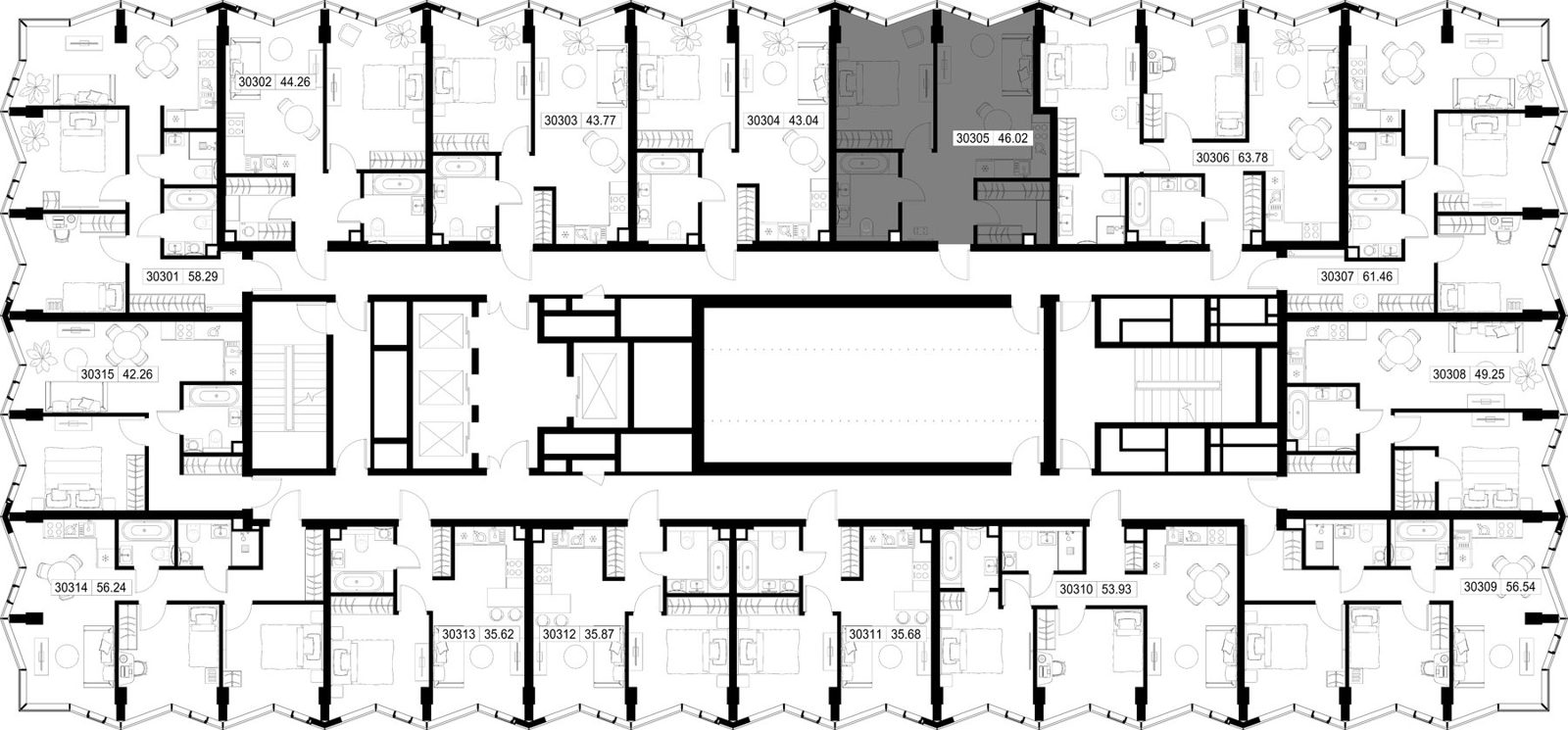 1-комнатная квартира, 46 м² — фото 2