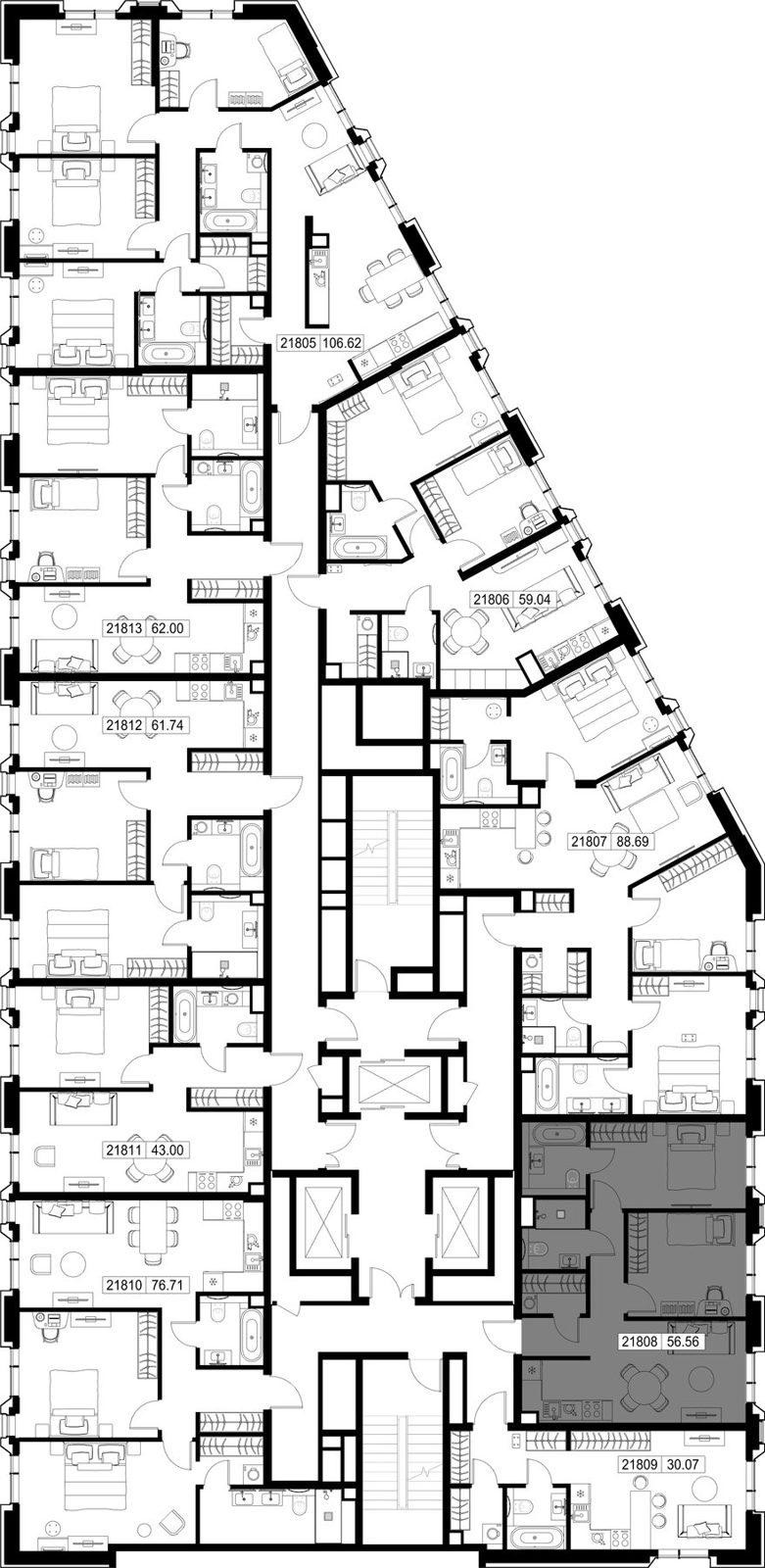 2-комнатная квартира, 56,6 м² — фото 2