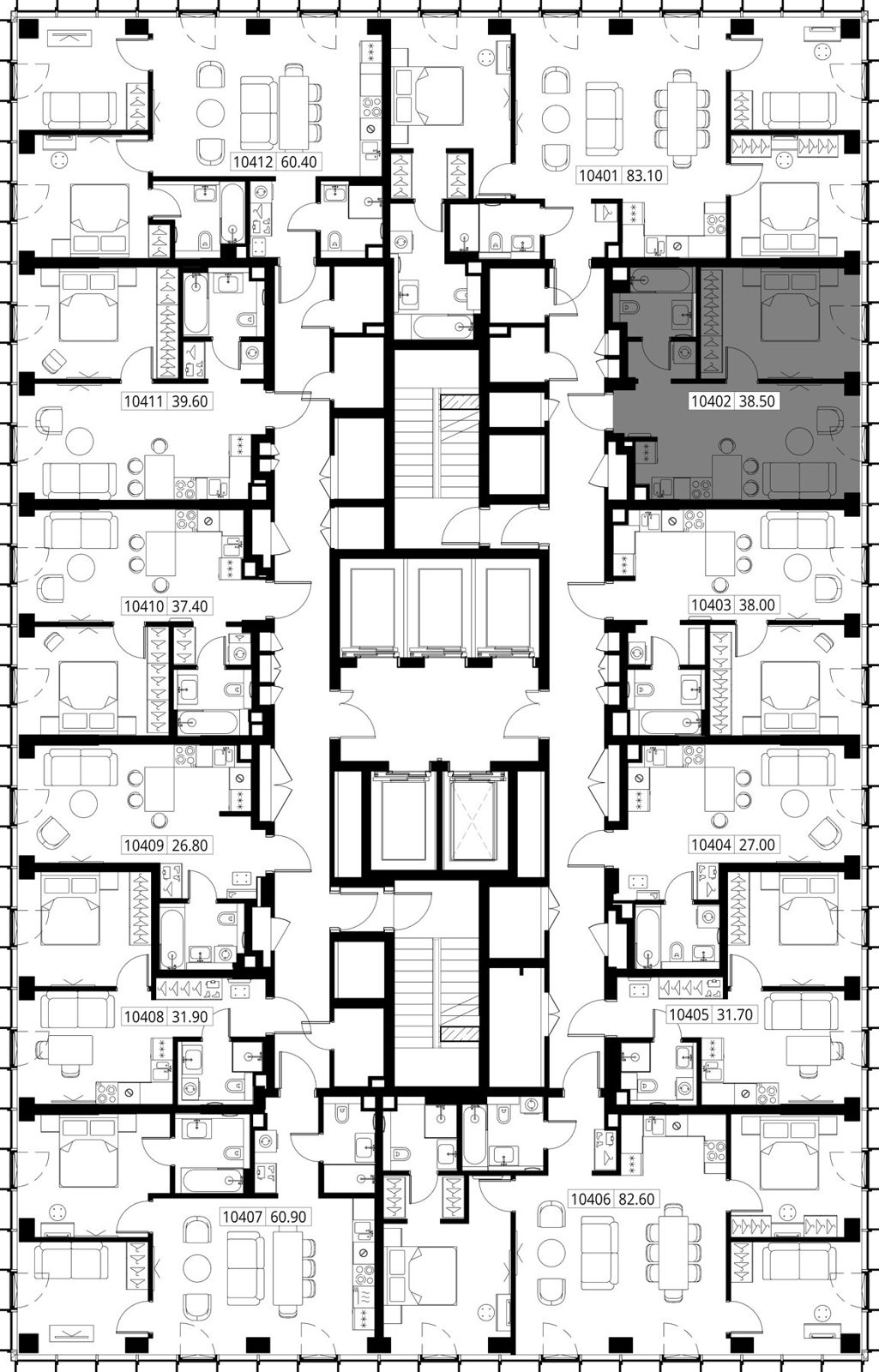 1-комнатная квартира, 38,5 м² — фото 2