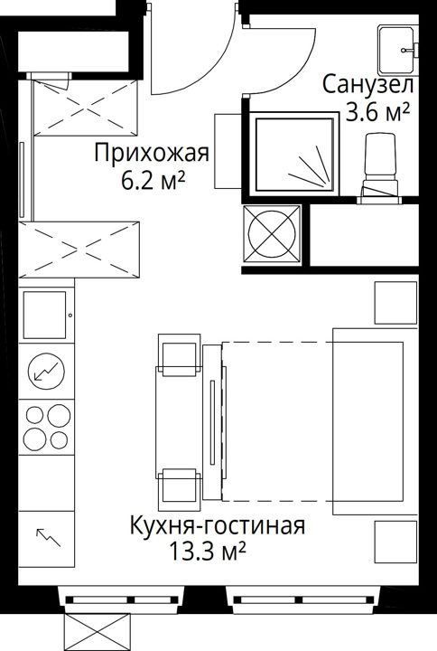 Квартира-студия, 24,1 м² — фото 1