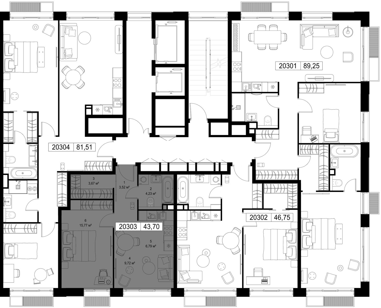 1-комнатная квартира, 43,7 м² — фото 2
