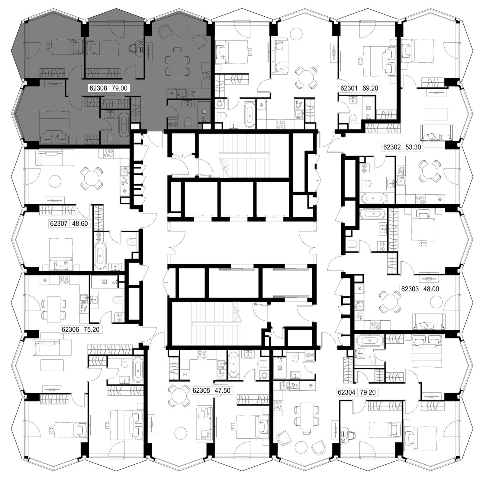 3-комнатная квартира, 79 м² — фото 2