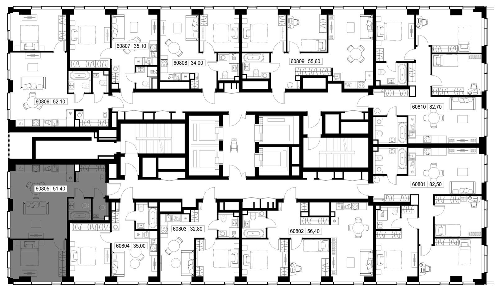 1-комнатная квартира, 51,4 м² — фото 2