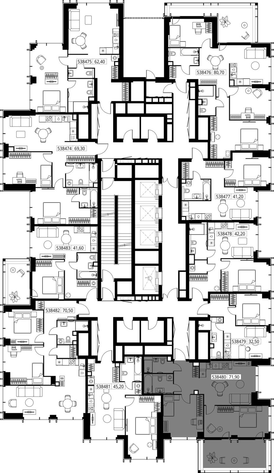 2-комнатная квартира, 71,9 м² — фото 2