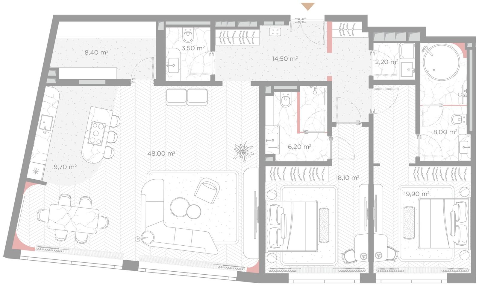 3-комнатная квартира, 138,5 м²