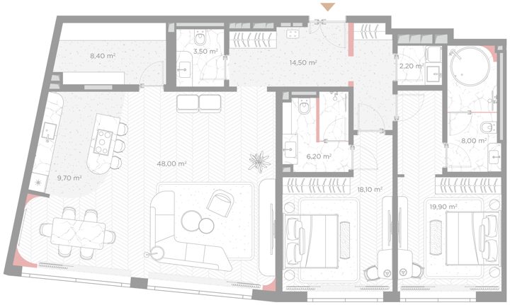 3-комнатная квартира, 138,5 м²