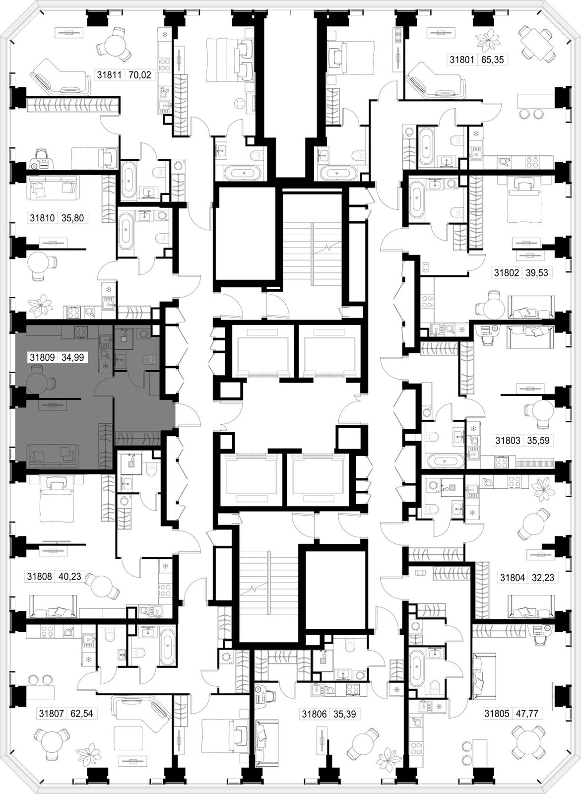1-комнатная квартира, 35 м² — фото 3