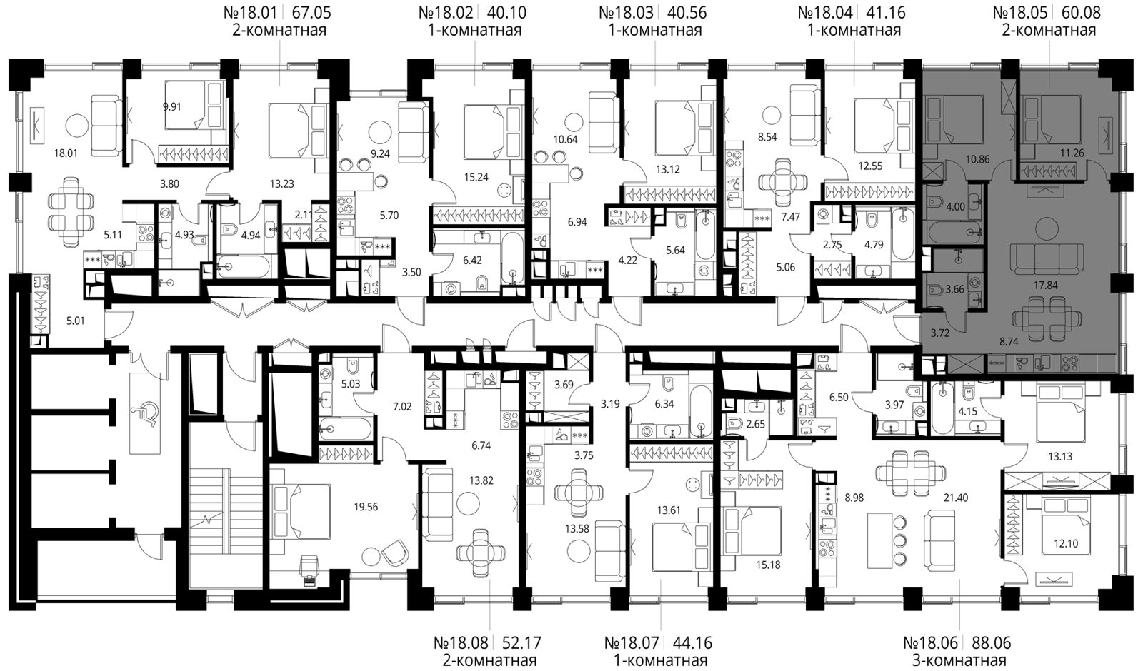 2-комнатная квартира, 60,1 м² — фото 2